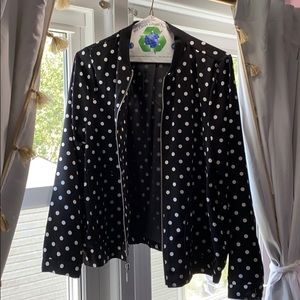 ELLE Black and White Polka Dot Bomber Jacket